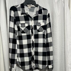 Passport Black and White Checkered Button Down Shirt